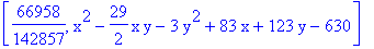 [66958/142857, x^2-29/2*x*y-3*y^2+83*x+123*y-630]